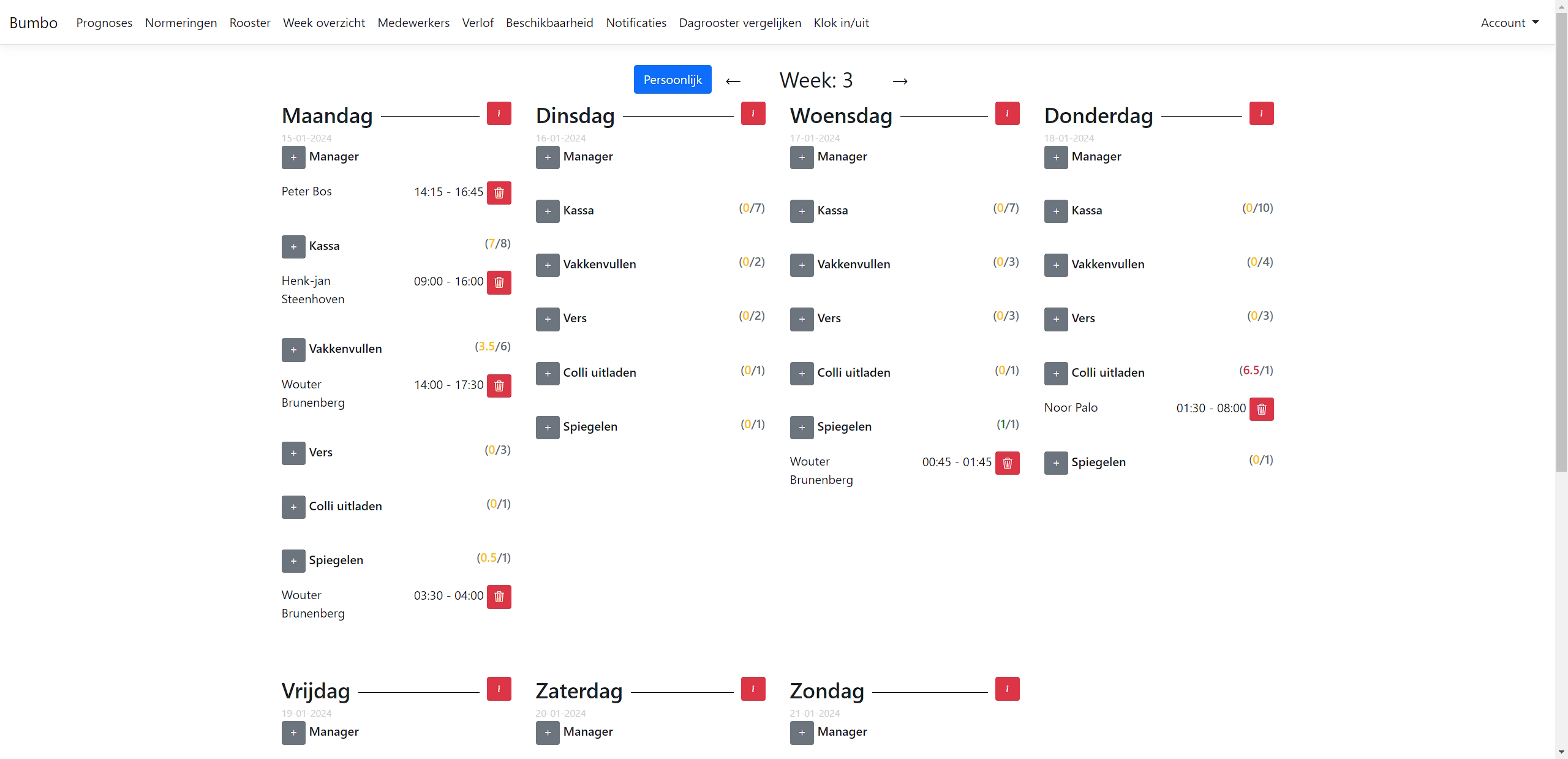 Bumbo make schedule page