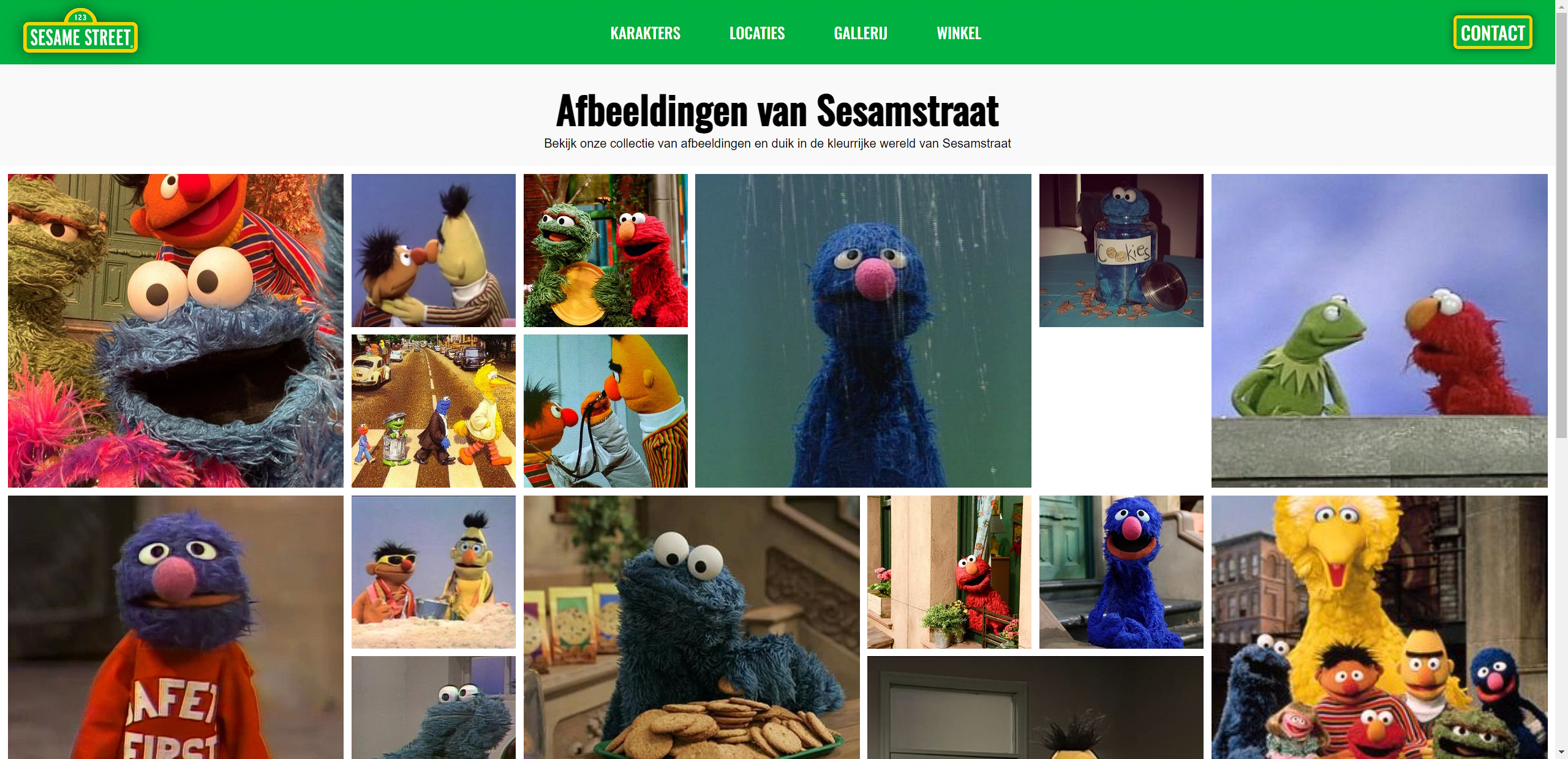 Sesame street website gallery page